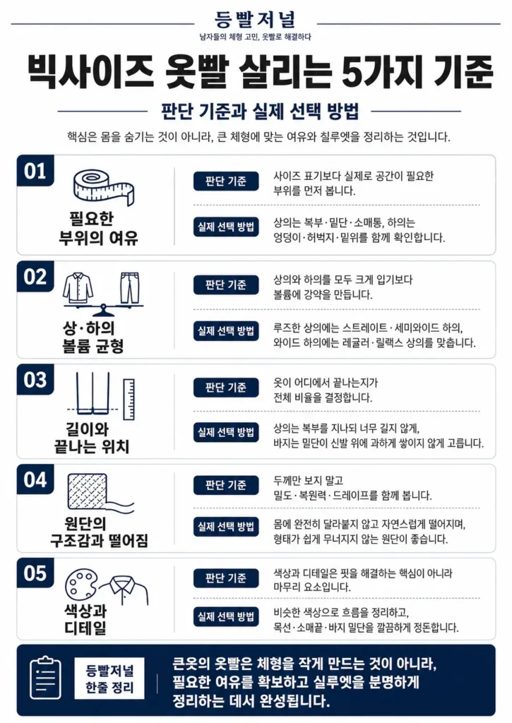 빅사이즈 멋지게 입는 법 옷빨 살리는 5가지 기준
