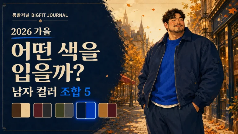 2026 가을 네이비 재킷과 일렉트릭 블루 니트를 입은 남성 남자 컬러 조합 5가지 대표 이미지