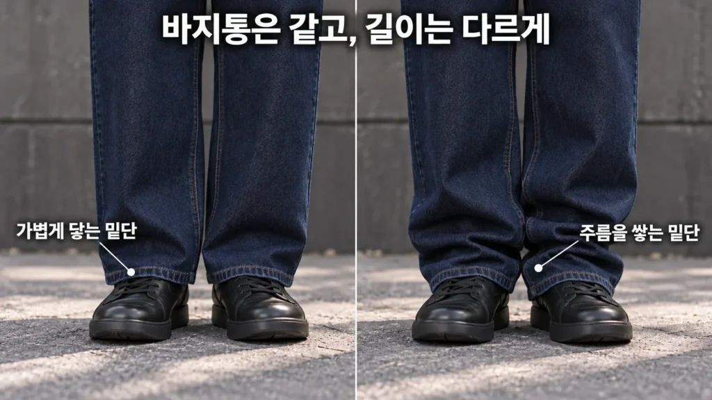 같은 바지통 다른 길이의 데님