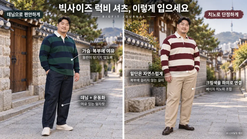 빅사이즈 럭비 셔츠 스타일링 가이드