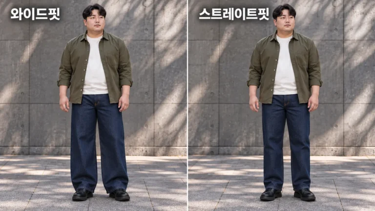 와이드핏 와이드팬츠 스트레이트핏 데님 비교